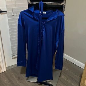 Blissshow Blue Satin dress with belt
